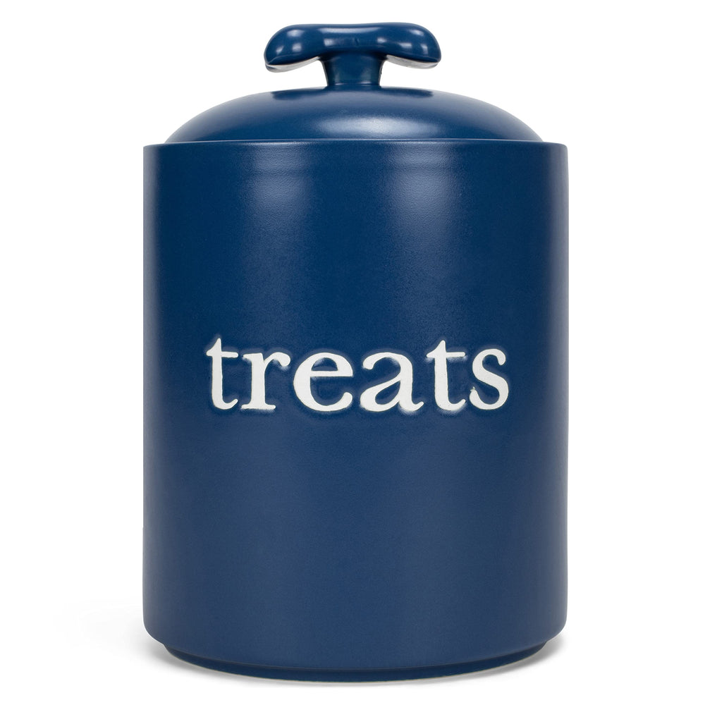 Nat et Jules Treats pot céramique bleu marine pour biscuits canins