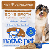 Native Pet bouillon os boeuf en poudre, rehausse le goût et la nutrition des repas