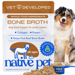Native Pet bouillon os boeuf en poudre, rehausse le goût et la nutrition des repas