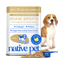 Native Pet bouillon d'os dinde en poudre, facile à ajouter aux repas