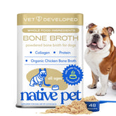 Native Pet bouillon poulet en poudre, emballage pratique et ingrédients biologiques.