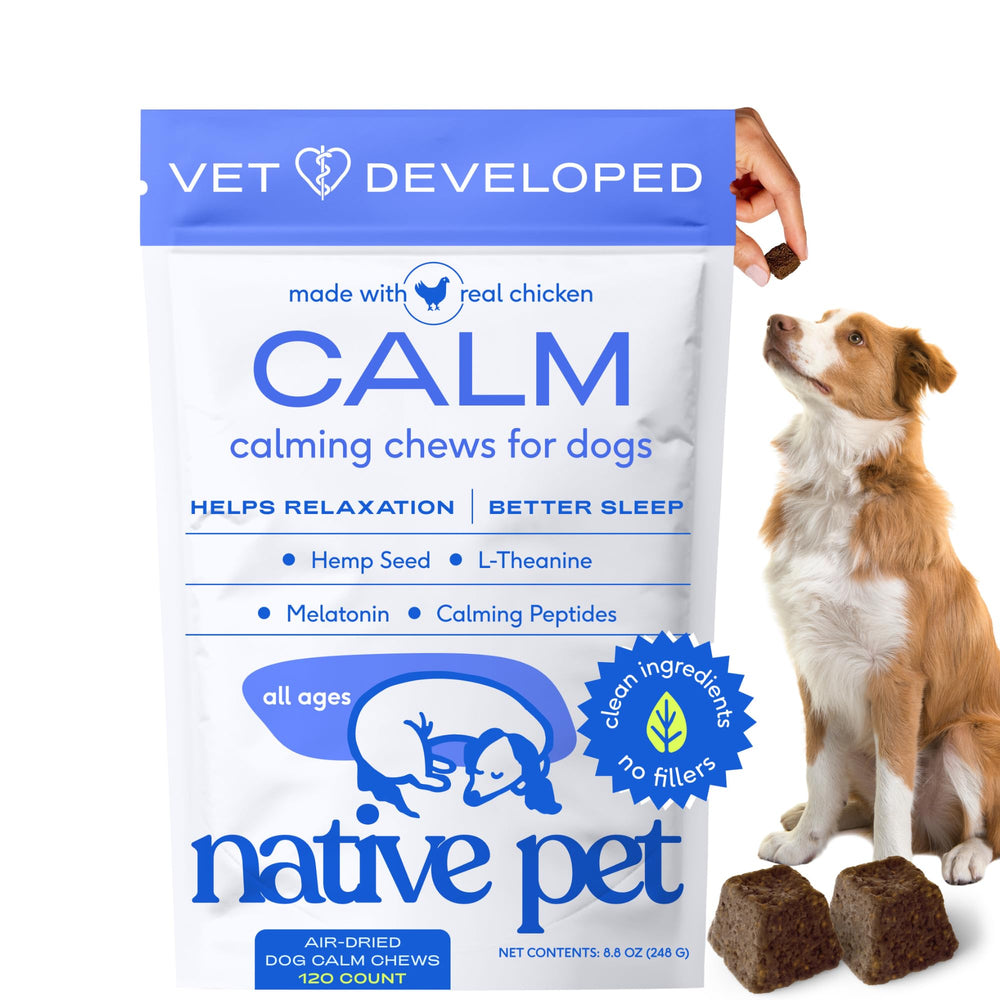 Bouteille Native Pet, friandises apaisantes XL pour chiens.