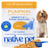 Native Pet Citrouille pour Chiens – poudre prête à l’emploi, facilite la digestion.