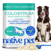 Native Pet Colostrum – poudre bovine, immunité et peau saine.