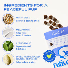 EmbAllage des friandises apaisantes Native Pet pour chien grande race, accès rapide à une dose calmante