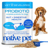 Native Pet Probiotiques pour chiens — bouteille et poudre, soutien digestif potentiel