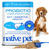 Native Pet Probiotiques pour Chiens poudre vue de près avec bénéfice digestif possible