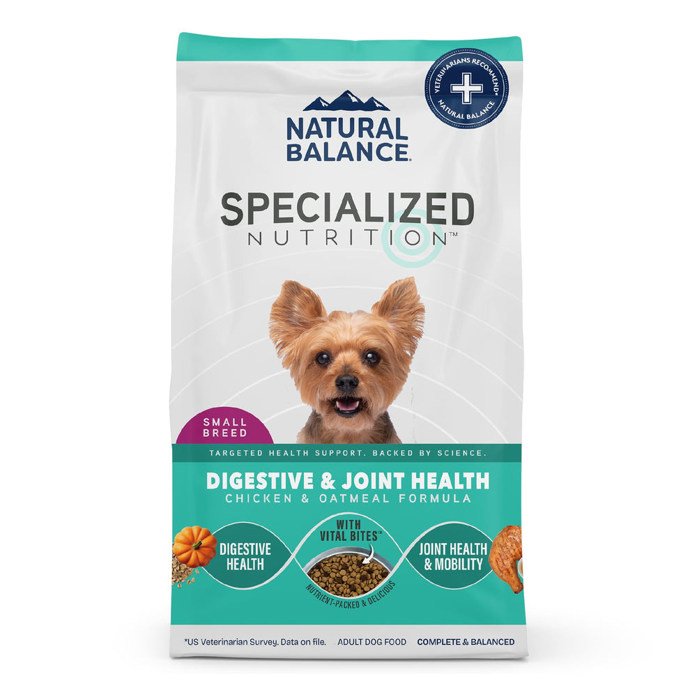 Natural Balance croquettes au poulet pour petit chien, texture croquante et appétente.