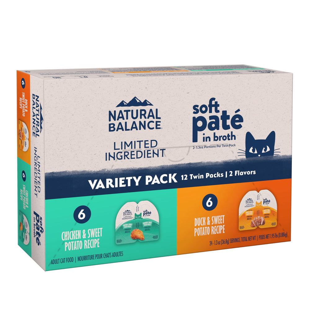 Natural Balance pate-chat poulet et canard - 2,6 oz en boîte de 12, protéines uniques.