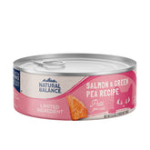 Natural Balance Saumon et Pois Verts en boîte – protéine unique pour chat adulte.