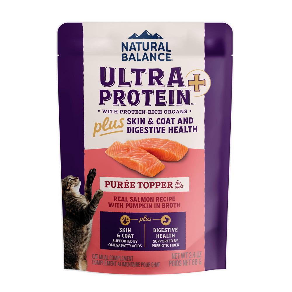 Natural Balance Ultra Protein Plus purée saumon, goût séduisant pour chats difficiles.