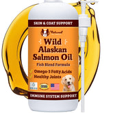 Natural Dog Company Huile Saumon Sauvage d'Alaska – bouteille-pompe, dosage facile pour les repas