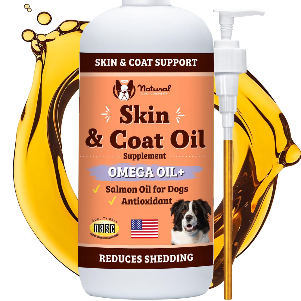 Natural Dog Company huile peau-poil : bouteille pompe pour dosage pratique