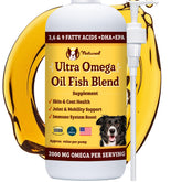 Natural Dog Company Ultra Omega Oil – bouteille d'huile pour chien prête à être ajoutée au repas.