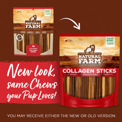Natural Farm bâton collagène rembourré boeuf, friandise longue durée pour chien.
