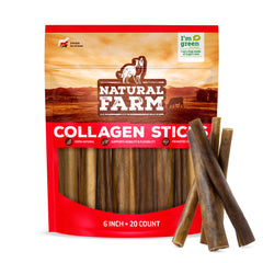 Natural Farm bâtonnets collagène 6 pouces, bouchées robustes pour chiens actifs