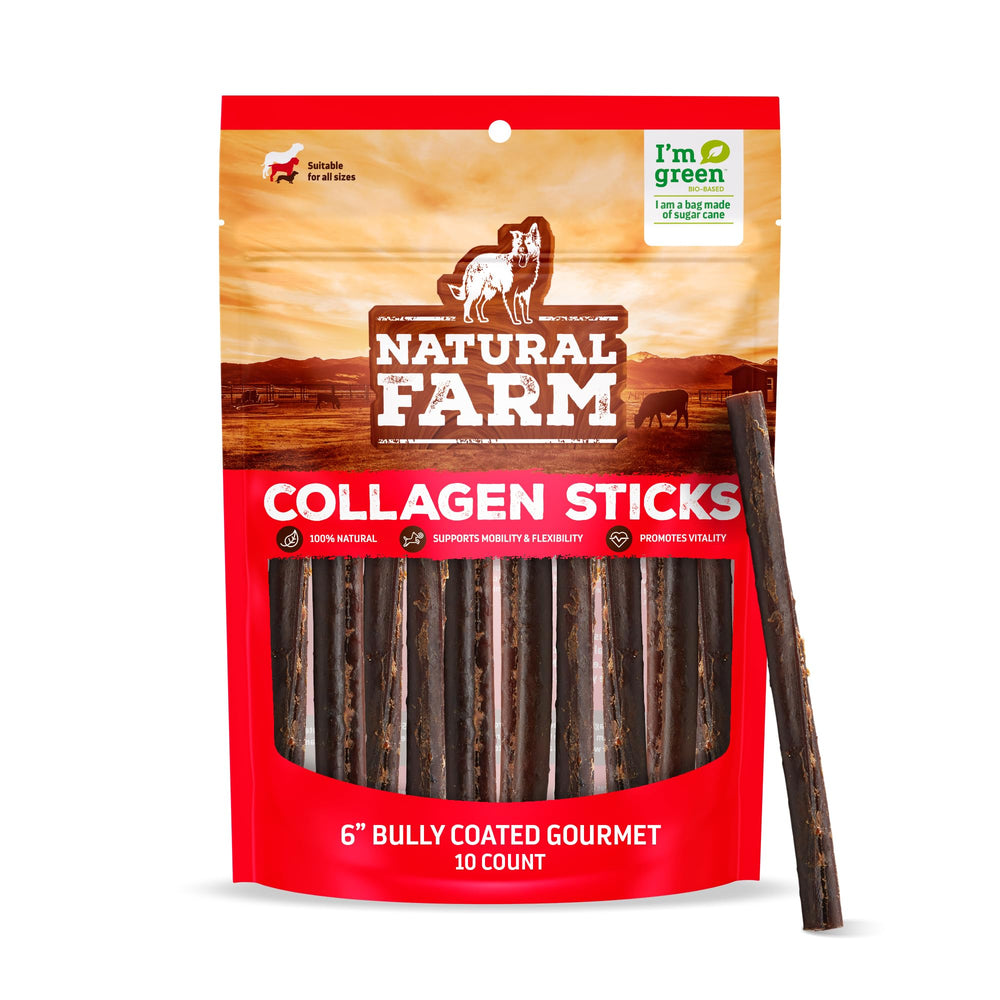 Natural Farm bâtonnets collagène gourmet 6 pouces, pour une mastication longue et agréable.