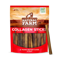 Natural Farm batons collagene cacahuete pour chiens, friandise savoureuse et riche en collagène.