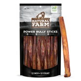 Natural Farm Power Bully Sticks emballage clair, idéal pour l'entraînement et récompense.