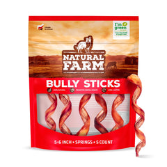 Natural Farm Bully Sticks sans odeur 5–6 pouces, divertissent et mastiquent sainement.