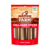 Natural Farm Collagen Sticks 6 pouces — emballage pratique pour chiens