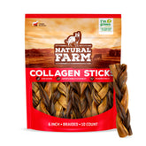 Natural Farm friandises collagene tressees pour chien, 6 pouces, paquet de 10, soutenant l'hygiène dentaire