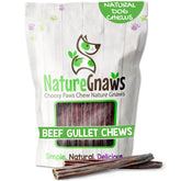 Nature Gnaws bâtonnets goulet-boeuf emballage-ouvert, récompense savoureuse et naturelle.