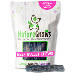 Nature Gnaws bouchées tressées de bœuf pour chien, texture naturelle et récompense durable.
