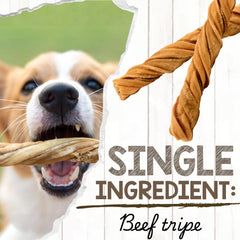 Torsades de tripe boeuf, texture robuste: mastication durable pour chien.
