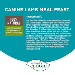 Nature's Logic Lamb Meal Feast ingrédients fruits et légumes nourrissants