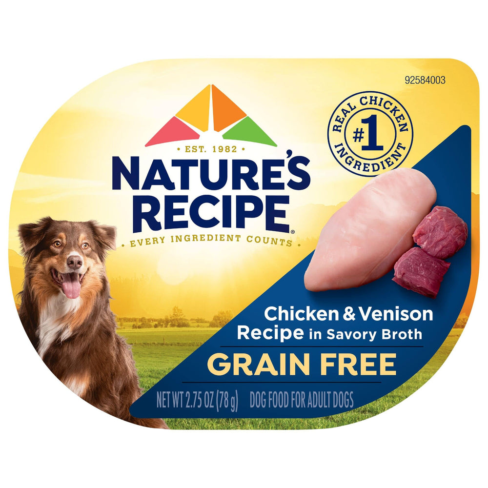 Nature’s Recipe gobelet-poulet-venaison-2-75oz, repas humide pratique pour chien adulte.