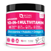 Nature Target Chien – Poudre multivitamines 10 en 1 pour le soutien quotidien.