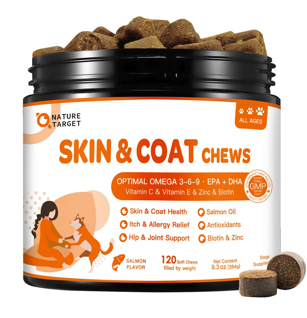 NATURE TARGET Omega-3 pour chien – bouchées au saumon, soutien peau et pelage.