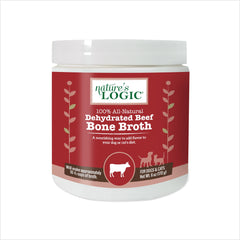 Nature's Logic — Poudre bouillon os boeuf déshydraté — hydrate les croquettes et rehausse le goût.