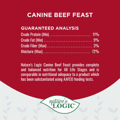 Nature's Logic sans additifs artificiels et sans céréales pour une alimentation simple.