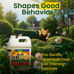 Spray Nature's MACE en extérieur pour dissuader les chats dans le jardin.