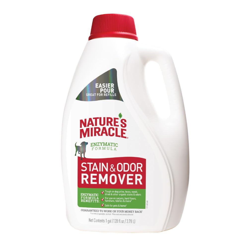 Nature’s Miracle: bouteille-nettoyant-taches-odeurs pour sols et textiles.
