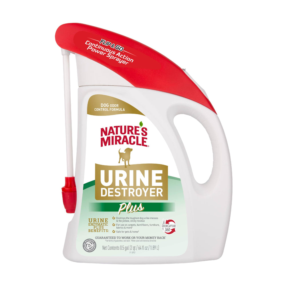 Nature's Miracle Détriteur d’urine Plus — bouteille-pulvérisateur-flip-go, pulvérisation précise pour taches d’urine.
