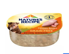 Nature's Recipe poulet sans grains dans bouillon savoureux, portion pratique pour chiens.