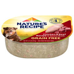 Nature's Recipe sans céréales: coupelles poulet-boeuf dans bouillon savoureux.