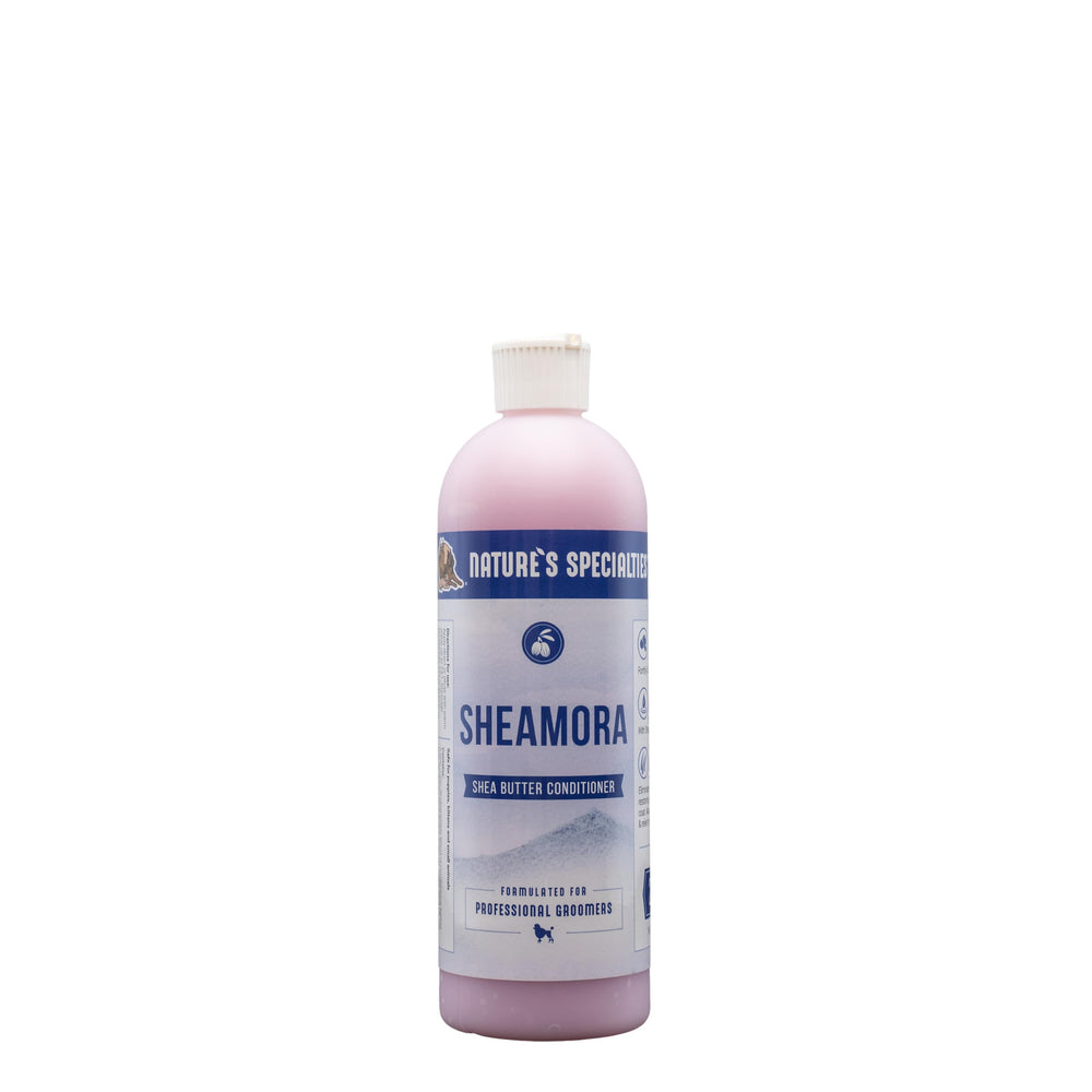 Nature's Specialties Sheamora – bouteille 16oz montrant soin démêlant hydratant.