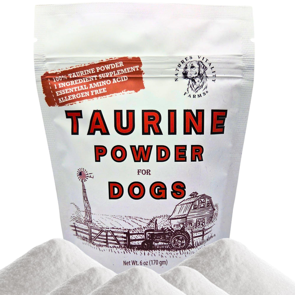 Poudre Taurine de Natures Vitality Farms dans emballage pratique, soutien potentiel du cœur.