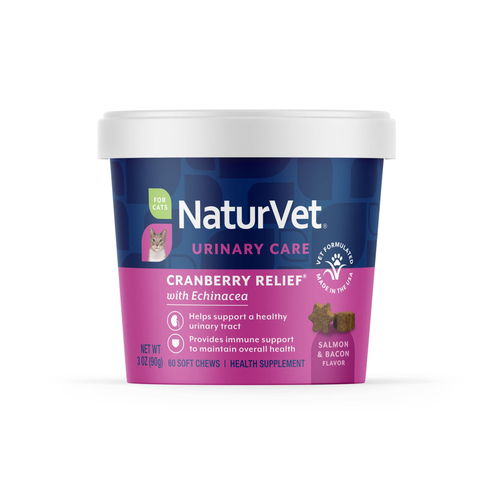 NaturVet Cranberry Relief Plus Echinacea pour chats — bouchées-masticables, soutien potentiel du système urinaire