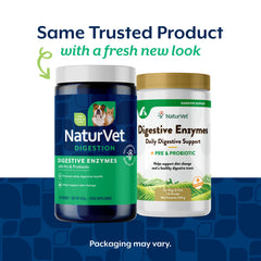 NaturVet Digestive Enzymes – doseur intégré pour dosage précis à mélanger à la nourriture.