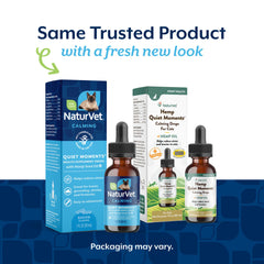 NaturVet Hemp Quiet Moments pour chat, gouttes appliquées, favorise la relaxation.