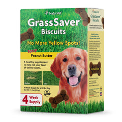 NaturVet GrassSaver biscuits pour chiens pour aider la pelouse a rester verte.
