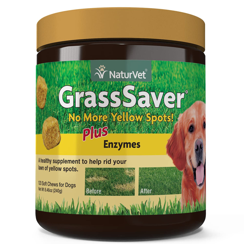 NaturVet GrassSaver – bouteille 120 gommes prête à l’emploi pour chiens.