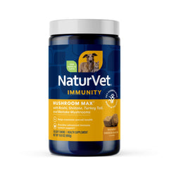 NaturVet Mushroom Max – bouteille pour chien, soutien immunitaire possible.