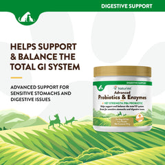 NaturVet PB6 Probiotiques pour chien et chat, soutien digestif lors des changements alimentaires.