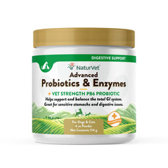 NaturVet PB6 Probiotiques et enzymes en bouteille 4oz, soutien digestif pour chiens et chats.